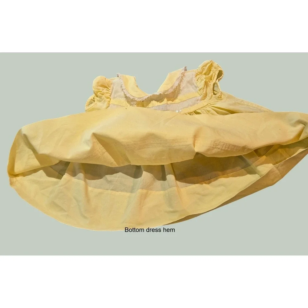 Baby Togs Vintage Sun Dress Kids 18M Yellow Peter Pan Collar Lace Trim
